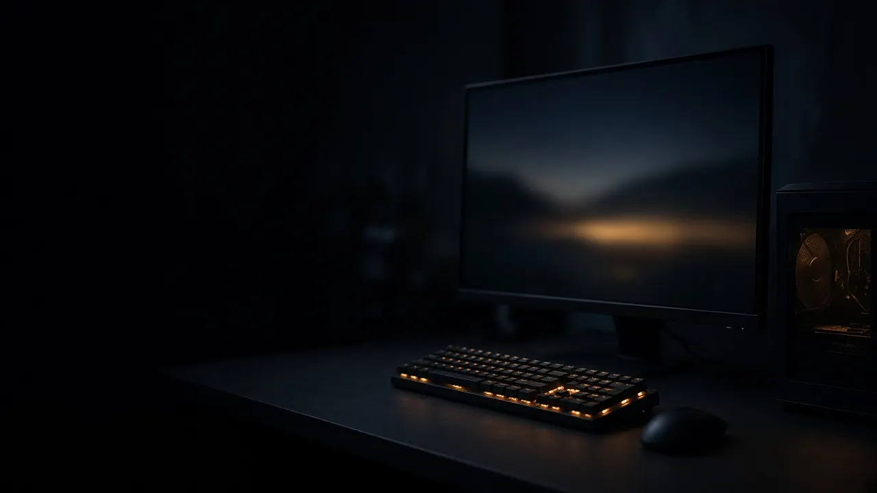Dark gaming desk used as page art. This is not a Call of Duty screenshot.